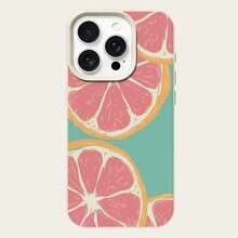 1pc TPU Material Fresh Grapefruit Fruit Pattern Phone Case Compatible With Apple/ Phones, International Version,  Not The Domestic Version - White - View 5