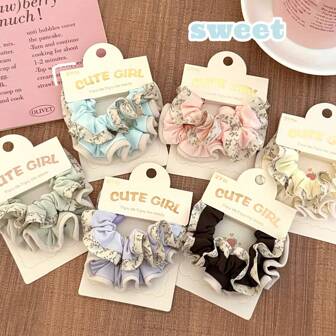 1pc/New Arrival Summer Sweet Floral Lace Scrunchie, Popular Student Fresh Candy Color Hair Tie, Suitable For Office Lady, Girl, Holiday, Back To School, Thanksgiving, Hair Ties, Scrunchy Hair Ties, Washing Face, Hair Accessories ,Head Piece