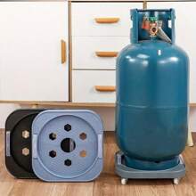 1pc Multi-Functional Gas Cylinder Storage Rack, Kitchen Gas Cylinder Base With Casters, Silent Heavy-Duty Movable Cylinder Holder, Gas Bottle Trolley Rolling Stand With Brake Wheels, Suitable For Garden And Home