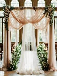 1pc Elegant Wedding Arch Curtain, 118in/236in/315in Sheer Chiffon Fabric - Ideal For Romantic Ceremony, Engagement, And Special Occasions, Polyester, No Power Needed, Wedding Decor Background Summer Birthday Gifts Beach Back To School School Supplies Room Decor - Multicolor - View 6