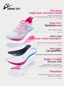 sonic cat 1 Pair Cat Professional Sports Shoes For Men And Women, Daily Training, Competition, 7-Pin Slip Resistant Black Mesh Low-Top Full Sole Carbon Board Outdoor Running Triple Jump Spiked Shoes