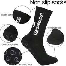 2/6/10双装防滑足球/运动袜，男士运动袜，适用于足球、篮球、美式橄榄球、健身、徒步，黑白配色 - 彩色 - 查看 4