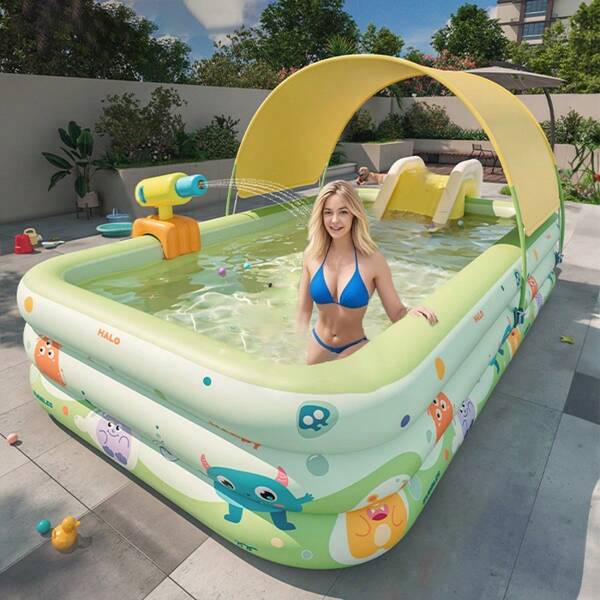 Inflatable Swimming Pool Wear-Resistant Thickened Above Ground Pool Full-Sized Comfortable Blow Up Pool Foldable Inflatable Pool