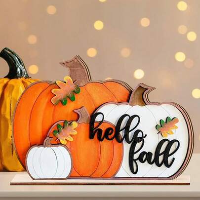 1 set Joyeux automne citrouille signe de table en bois, ornements de citrouille rustique mini pour la récolte, la fête de l'action de grâce, la maison, l'hôtel, la boutique, le bar, la décoration de table du marché