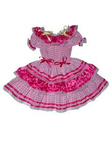 Country Dress For Children, Youth, June Festival, Traditional Square Dance, São João, Butterflies Kids - 藕粉色 - 查看 3