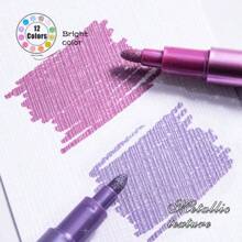 12er Set Metallic Marker, wasserfest und lichtbeständig farbige Malerstifte für Felsen Malerei, Basteln, DIY Fotoalben, Holz, Kunststoff, Keramik, Glas, Metall, Stein, Stoff, Leder und Papier Schulanfang