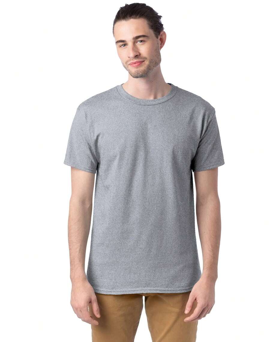 Hanes Mens Essentials Cotton T-Shirt 6-Pack, S, Light Steel - Light Grey - View 1