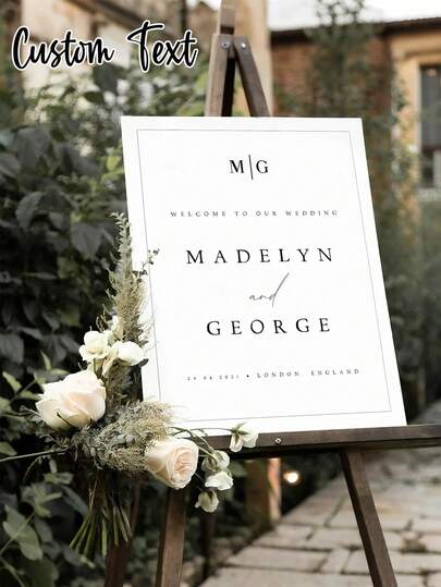 1pc- Customized Simple Wedding Posters, Purchase Products Wedding Welcome Sign Templates, Welcome Wedding Signs, Minimalist Script Wedding Welcome Signs,Art Activities For Children