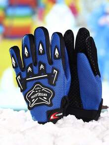 Kids Outdoor Sports Gloves, Suitable For Fishing, Hiking, Cycling, Anti-Slip And Breathable - Blue - View 3