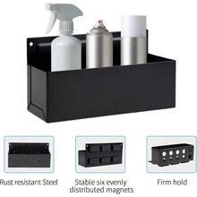 Magnetic Aerosol Spray Can Holder Magnet Toolbox Bottle Holder Tool Box Storage Rack For Garage And Home Craft Workspace Mechanic Paint Bottle Can Organizer Black 3x8.3 - Black - View 3