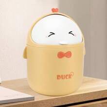 Mini Desktop Bin With Lid, Cute Cartoon Style Portable Small Table Rubbish Bin For Bedroom, Bathroom, Living Room, Kitchen Back To School