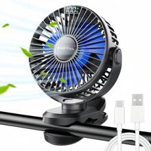 SWEETFULL 4000mAh tragbarer Tischventilator, 360° drehbarer Clip-Ventilator mit LED-Anzeige, wiederaufladbarer leiser Mini-Ventilator, multifunktionaler Zweifach-Ventilator, für Schlafzimmer, Büro, Fitnessstudio, Outdoor, Reise, Sommer