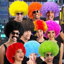 1 pieza Peluca afro de 80g de colores divertida de payaso para fiestas, suministros de fiesta, disfraz de carnaval, disfraz de Navidad, disfraz de Año Nuevo, unisex