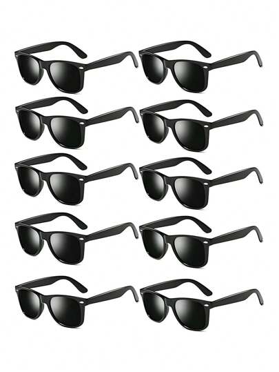 10pcs Retro 80s Party Glasses - Classic Square Vintage For Adults, Halloween, Cosplay & Holiday Events (Bulk 10-Pack Black Shades, Women's Fashion Glasses Accessories, Beach Outfits, Business Casual Gifts, Fall/Winter Photo Props), Bachelorette Decor, Bachelorette Gifts, Bachelorette Party, Bridal Shower Favors, Wedding Favors For Guests, Halloween Festival Supplies, Halloween Decorations, Christmas Decorations
