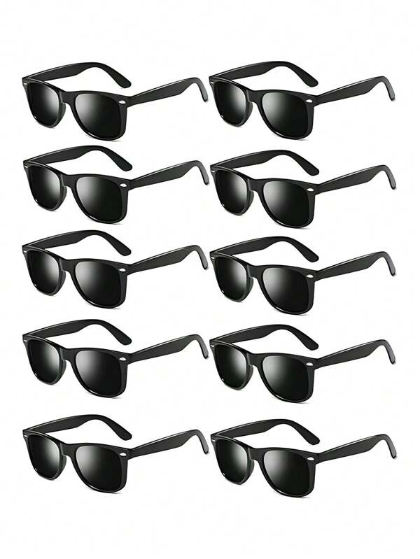 10 piezas Gafas de estilo retro de los años 80 - Clásicas gafas cuadradas vintage para adultos, Halloween, cosplay y eventos festivos (Paquete de 10 unidades de gafas negras, accesorios de moda para mujeres, atuendos de playa, regalos de oficina informal, props para fotos de otoño/invierno), decoraciones y regalos para despedida de soltera, regalos para la boda, suministros de decoración de Halloween, decoraciones navideñas