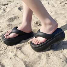 Women's Thick Sole Flip Flops Fashion Sandals, EVA Platform Slip-On Sandals, Non-Slip Casual Beach Shoes For Summer. This Style Runs Small, Please Order One Size Up. - Black - View 5