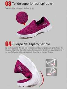 Tenis de Mujer Transpirables y Ligeros: Zapatillas Deportivas de Color Sólido, Estilo Casual y Cómodas. Con Suela Antideslizante y Resistente al Desgaste, Ideal para Caminar, Bailar, Deportes y Todas las Ocasiones - Rojo - Ver 7