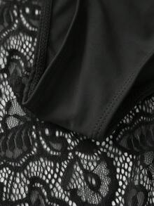 Women's Swim Skirt Sheer Crochet Lace High Waist Bikini Bottoms Swimsuit Skort Summer Beachwear Swimwear Bathing Suit - Black - View 6