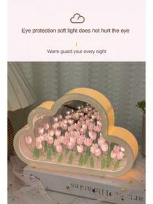 1 件 DIY 郁金香小夜灯，现代花卉设计，浪漫礼物，手工制作的人造花小夜灯配件材料包，情人节礼物，家居装饰，桌面装饰，生日礼物，办公室，床头柜，一份漂亮的手工礼物！