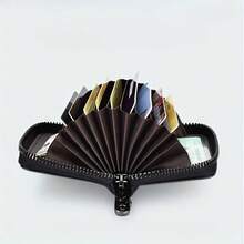 防消磁、防射频识别屏蔽卡夹钱包，多卡位卡包，拉链设计，男女通用 - 彩色 - 查看 5