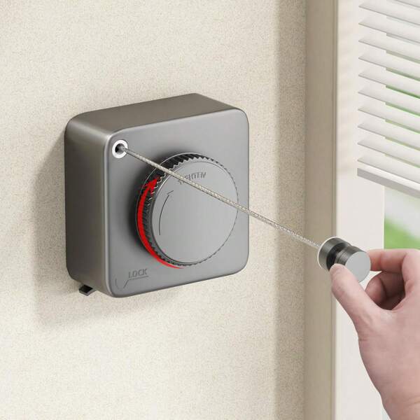 Cuerda retráctil para ropa interior, cuerda de tender ropa exterior no pandeable retráctil de acero inoxidable de alta resistencia montada en la pared - 4.6 metros (Gris, Negro, Blanco)
