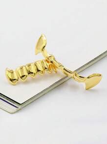 Gold Silver HIP HOP Teeth Grillz Top & Bottom Grills Set With Silicone Real Shiny Vampire Tooth Sets