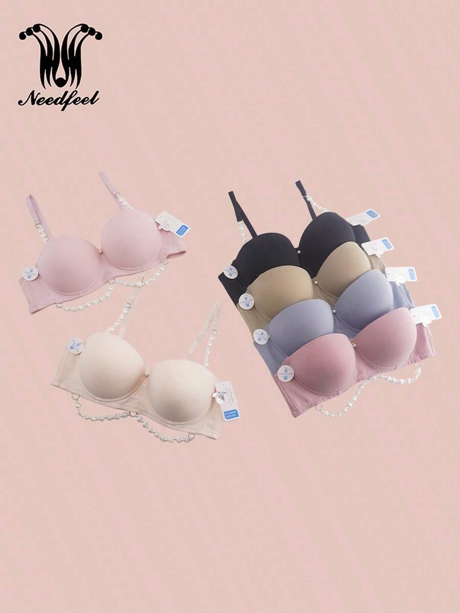 6pcs  Copa B  Cadena metálica  Casual-Cómodo  Casual-Deportivo  Bonito-Inocente  Bonito-Dulce  Romántico-Francés  Fantasía-Elegante  Fantasía-Impresionante  Casual-Casual    Sujetador con aro    Almohadillas No Extraíbles    Suave    Push Up  Confortable  No Se Marca    Alto Soporte  Soporte Medio    Sutién para señoras  Diseño de cadena de conchas - Multicolor - Ver 1