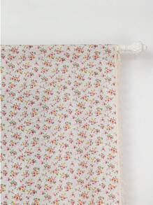 1pc Pink Floral Curtain With Tassels, Suitable For Dining Room, Cafe, Bedroom, Living Room, Kitchen, Year-Round Home Use