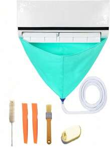 Kit de couverture de nettoyage de climatiseur en PVC avec tuyau d'évacuation, sac de maintenance et de nettoyage étanche de climatiseur avec outils et accessoires de nettoyage - Gardez votre unité de climatisation split fonctionnant de manière efficace