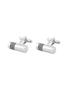 1 对男士袖扣经典色调袖扣银金和黑色条纹圆盘方形矩形袖扣衬衫西装男士袖扣适合婚礼新郎商务和父亲优雅礼物学校