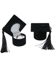 1 Pc Velvet Ring Box School Doctorate Bachelor's Hat Box For Fan Gift Boxes Storage Accessories Jewelry Jewelry Boxes, College Graduation Gifts Wedding, Proposal Necklace Graduation Gift Box Back To School