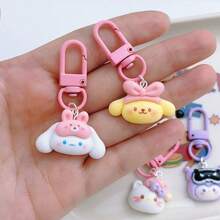 Sanrio Sanrio Hello Kitty süßer Mini-Schlüsselanhänger - 6 Stücke Cartoon Hello Kitty Kuromi My Melody Pochacco Cinnamoroll Pompompurin Schlüsselanhänger, Taschenbehang, Auto-Schlüsselanhänger, Geschenk für Mädchen & Frauen, Freundin | Geburtstag, Abschluss, Weihnachten, Haushaltsaccessoire Taschenanhänger