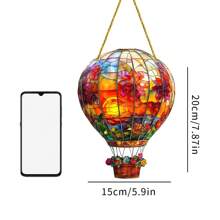 1pc Red Light Burst Hot Air Balloon Sun Catcher, Disc Pendant Ornament Wall Decoration Pendant Ornament