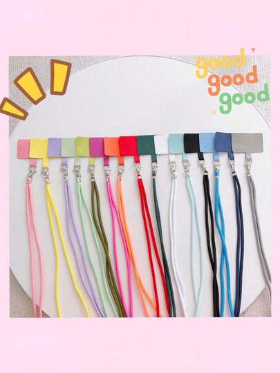 سلسلة هاتف متعددة الوظائف - معلقة عبر الجسم، حامل بطاقات، طوق للرقبة، قابلة للسحب، زخرفية، ملصقات ملونة