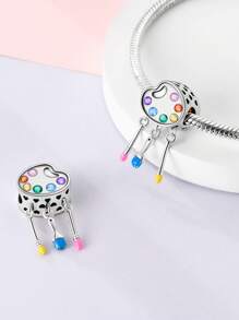 STYFNE 1pc Key & Lock Heart Shaped Crystal Studded Wing Pendant, Adorable Heart Pave Pendant, Beaded Sisters Heart Charm, Suitable For Bracelet DIY, Women Jewelry, Girls Gift, Everyday Use