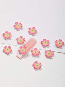 10 Pieces Of Pink Flower Nail Art Accessories, Resin Three-Dimensional Nail Art Pendants, DIY Wearable Nail Material Pack. Simple Style And Versatile, Suitable For Nail Salons