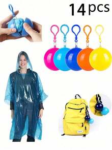 Portable Rain Poncho Ball, Disposable Thickened Rain Poncho With Spherical Storage Box, Suitable For Hiking And Camping; Can Be Hung On Backpack; Random Color.,Mother's Day Gift,Bedroom Decor,Garden,Kitchen Decor,Summer,Beach,Travel Essentials,Room Decor,Squishy,Graduation - Multicolor - View 3