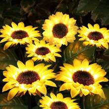 2x Solar Flower Stake Lights Outdoor Garden Path Party LED Lamps Sunflower Decor