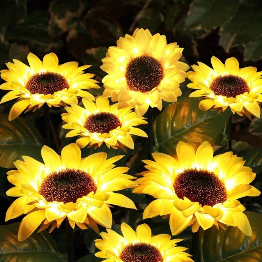 2x Solar Flower Stake Lights Outdoor Garden Path Party LED Lamps Sunflower Decor