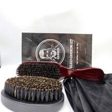 4 In 1 360 Waves Brush Kit For Men & Women, Wave Brush Silky Durag Wave Cap Set - Including 2pcs Durag Caps & Brush With Wooden Handle, Silky Shine & Training, Curved Brush, Durag Cap Set, Du-Rag Extra Long Tails