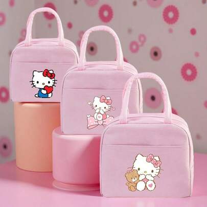 Borsa termica per il pranzo con Hello Kitty & Kuromi, con contenitore per il pranzo termico con fogli di alluminio, borsa frigo pieghevole e portatile per ufficio, picnic, spiaggia, forniture scolastiche per back to school