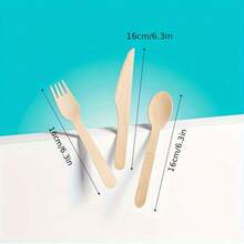 7/12/25/50/100/150/300 件高品质木制餐具套装 - 刀、叉、勺、沙拉叉、冰淇淋勺、蛋糕叉，适合派对、生日、婚礼、家居装饰、厨房、圣诞节、万圣节、感恩节 - 彩色 - 查看 6