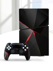Paquete de 6 pegatinas con diseño negro y rojo para consolas de juego delgadas, versión de disco, anti-polvo y resistente al desgaste