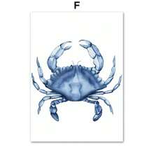 1pc/3PCS Wall Arts Posters Optional Frame Modern Watercolor Blue Coastal Sea Creatures Posters Prints Octopus Conch Jellyfish Wall Art Canvas Painting Room Home Decor - Multicolor - View 53