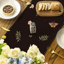 Caminho de mesa de outono com flores silvestres em preto/branco, decoração sazonal de mesa de jantar para cozinha, primavera e verão, para decoração de festas em casa - Multicolorido - Ver 8