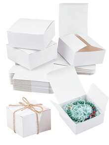 30pcs White Jewelry Gift Boxes With Jute Rope, Small Kraft Paper Foldable Jewelry Storage Boxes, Multi-Purpose Accessory Packaging Gift Boxes For Necklace, Earrings, Rings, Bracelets Display And Presentation - White - View 1