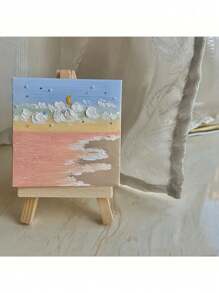 Mini Stretch Leinwand Acrylfarben Set in sechs Farben, ausgestattet mit Staffelei und Farbpalette - DIY Kunst und Handwerkskunst, geeignet zum Malen und Zeichnen, inklusive Leinwand und Pinsel, Familienspiele, ideal für Abschlussfeiern, Abschlussgeschenke, Geburtstagsgeschenke, Geschenke zur Abschlusszeit, Lernmaterialien, Schulsachen, Rückkehr zur Schule Zubehör