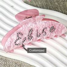1 Peça Presilha de Cabelo com Strass Personalizável de Face Única - Acessório de Cabelo Retangular Personalizado, Presilha de Cabelo com Strass Elegante para Mulheres, Presente de Princesa (Médio, 3 Cores: Branco, Rosa Claro, Rosa), Presilha de Cabelo Decorativa