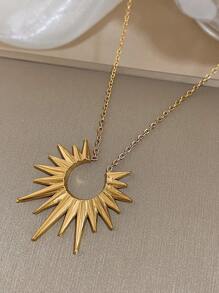 1 pieza Collar con colgante de tótem solar vintage para mujeres, collar de cadena de acero inoxidable de moda para uso diario, regalos de joyería para fiestas