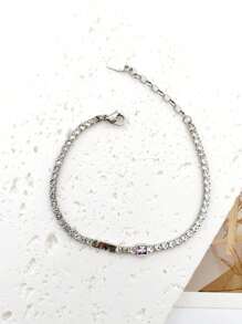 1pc Stainless Steel Bangle Bracelet, Unisex Party Gift